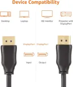 DisplayPort DP to DP DisplayPort Cable 3 meters , DP to DP Male to Male Cable Cord for PC , Laptop, TV & Gaming Monitor - 4K@30Hz Resolution Ready  - Black - Image 6