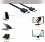 DisplayPort DP to DP DisplayPort Cable 3 meters , DP to DP Male to Male Cable Cord for PC , Laptop, TV & Gaming Monitor - 4K@30Hz Resolution Ready  - Black - Image 4