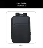 Business Slim Formal Laptop Backpack for up to 15.6 Inch - Durable Oxford Textile - USB Charging Port - Organized Compartments - Waterproof - Heavily Padded for Sensitive Electronics Impact Protection - BLACK - Image 3