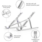 Ultra Compact Laptop Riser Stand | 6 Levels of Height Adjustable Portable Laptop Holder for Desk | Aluminum Foldable Laptop Riser, Compatible with  ALL Laptops up to 17.3 Inch Size | Silver - Image 9