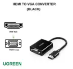 UGREEN CM611 HDMI to VGA Adapter (Model 90813) – Full HD 1080p Signal Conversion, Plug & Play, HDMI Male to VGA Female, Compact ABS Build, Black, Universal Compatibility