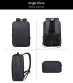 Business Slim Formal Laptop Backpack for up to 15.6 Inch - Durable Oxford Textile - USB Charging Port - Organized Compartments - Waterproof - Heavily Padded for Sensitive Electronics Impact Protection - BLACK - Image 4