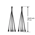 PWM Fan Splitter Cable 1-To-4 Black Mesh Sleeved – 4-Pin Female To 4x 4-Pin Male Connectors – 10 Inch Extension – Supports RPM Signal On One Fan – Compatible With 3-Pin & 4-Pin Fans - Image 2
