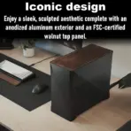 Fractal Era 2 Silver Mini-ITX PC Case With Anodized Aluminum Body, Walnut Top Panel, PCIe 4.0 Riser, 280 Mm AIO Support, Dual Aspect PWM Fans, 4×2.5-Inch Drive Mounts, 3-Slot GPU Compatibility ~ FD-C-ERA2N-01 - Image 6