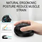 Genius Ergo 8300S Wireless Vertical Ergonomic Silent Mouse, 2.4GHz Connection, 7 Buttons, Adjustable DPI (1000/1200/1600), Up to 10m Range, Silent Click, Includes Batteries | BLACK - Image 2