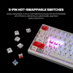 Fantech MK917 ATOM PRO79 Tri-Mode Wireless Mechanical Gaming Keyboard – Wireless & Wired, 79 Keys, Hot-Swappable, RGB, Smart Display, Rotary Knob , Built-in Battery, RED SWITCH | BLACK  - Image 11