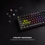 FANTECH MK876V2 ATOM87 RGB Mechanical Keyboard SUMI Edition Black With 13 Mode Spectrum RGB, 87 TKL Keys, 25 Key Anti-Ghosting, 3 Pin Hot Swappable Red Or Blue Switches - Image 4