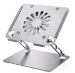 Aluminum Laptop or Tablet Stand with Cooling Fan & 2 USB Ports | Flat Foldable & Portable | Hight Adjustable | Angle Tilt | Silver - Image 4
