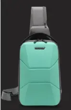 Chest Bag Casual for 7.9 inch iPad , Practical Anti-theft Safety Crossbody Style , USB Port , Water-resistant , Multifunctional Pocket Sling Bag - Heavy Duty - GREEN & GREY - Image 3