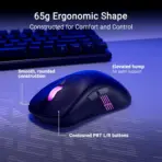 ASUS ROG Keris II Origin Wireless Gaming Mouse – Right-Handed Ergonomic, 65g, Tri-Mode Connectivity, 42K DPI, up to 127Hr Battery, ROG AimPoint Pro Sensor RGB 3-Zone Lighting 8000Hz Polling Rate Paracord PTFE Feet, Web-Based Configuration, PC/Mac Support | BLACK ~ 90MP04A0-BMAA00 - Image 5