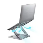 Metal Portable Laptop Stand | Adjustable Hight | Angle Tilt | Notebook & Tablet Stand Up to 16 Inch | Flat Foldable | Anti-slip | Silver  - Image 9