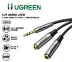 UGREEN 3.5mm Audio Splitter Cable 20cm Male to 2 Female – Nylon-Braided, Gold-Plated, Case-Friendly, Share Stereo Sound on Headphones, PC, Mobile, Tablet