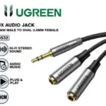 UGREEN 3.5mm Audio Splitter Cable 20cm Male to 2 Female – Nylon-Braided, Gold-Plated, Case-Friendly, Share Stereo Sound on Headphones, PC, Mobile, Tablet