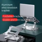 Metal Portable Laptop Stand | Adjustable Hight | Angle Tilt | Notebook & Tablet Stand Up to 16 Inch | Flat Foldable | Anti-slip | Silver  - Image 2
