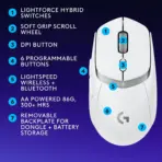 Logitech G309 LIGHTSPEED Wireless Gaming Mouse With LIGHTFORCE Hybrid Switches, HERO 25K Sensor, Dual Wireless, 6 Programmable Buttons, 68g Lightweight, 300+ Hr Battery | WHITE  - Image 8