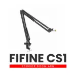 FIFINE CS1 Scissor Boom Arm Mic Stand – Black, Metal Suspension Arm with Heavy-Duty Clamp, 3/8"-5/8" Adapter, Foldable, Adjustable for Gaming, Studio & Streaming