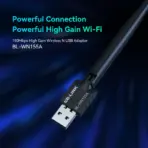 LB-LINK WN155A 150Mbps High-Gain Wireless USB Adapter | Realtek 8188 Chipset | 5dBi Antenna | Wi-Fi 4 802.11n | Secure WPA2 | Plug & Play for Desktop & Laptop - Image 2