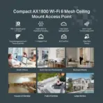 Festa F61 AX1800 Ceiling WiFi 6 AP – 1.8 Gbps Speeds, 1G PoE, Mesh & Seamless Roaming, OFDMA, MU-MIMO, 1024-QAM, Ultra-Slim Design, Festa Cloud Management - Image 6