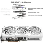 Sapphire Pure AMD Radeon™ RX 9070 Gaming OC White GPU With 16GB GDDR6, AMD RDNA 4, 2700 MHz Boost Clock, Ray Tracing, DisplayPort 2.1a, Dual-Ball Fans, ARGB Sync | WHITE 11349-02-20G | 1 YEAR WARRANTY - Image 3