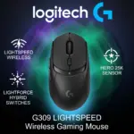 Logitech G309 LIGHTSPEED Wireless Gaming Mouse, HERO 25K Sensor, LIGHTFORCE Hybrid Switches, 300+ Hr Battery, 86g Lightweight, Dual Wireless, 6 Buttons, PC & Mac | Black