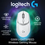 Logitech G309 LIGHTSPEED Wireless Gaming Mouse With LIGHTFORCE Hybrid Switches, HERO 25K Sensor, Dual Wireless, 6 Programmable Buttons, 68g Lightweight, 300+ Hr Battery | WHITE 