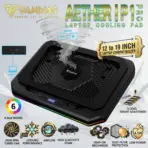 GAMDIAS AETHER P1 PRO Laptop Cooling Pad With 2600RPM Turbo Fan, 45.3 CFM Airflow, USB Type-C Power, LCD Control Panel, 6 RGB Modes, 3 Height Levels, 12–19 Inch Support | BLACK 