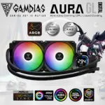 Gamdias Aura GL240 Digital Liquid Cooler With 2.1-Inch Real-Time Display, Dual 120mm PWM ARGB Fans, Upgraded Copper Base, 73.7 CFM Airflow, LGA 1851 And AM5 Support | BLACK