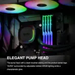 GAMDIAS AURA GL360 V2 360mm CPU Liquid Cooler with 120 mm PWM Fans x3  , ARGB AIO Liquid Cooling System, Hidden Cable & Rotatable Mirror Style Pump, Intel LGA 1700/1200 & AMD AM5/AM4 | BLACK AURA-GL360-V2-B - Image 3