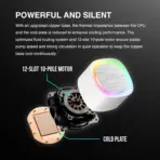 GAMDIAS AURA GL360 V2 Liquid CPU Cooler, 120mm, Triple Fan, White ARGB AIO, Mirror Style  Rotatable Pump, LGA 1700/AM5 Ready, Built-in Lighting Effects, Hidden Cable Management | WHITE  AURA-GL360-V2-W - Image 7