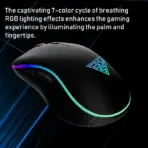 GAMDIAS AURA GS3 RGB Wired Gaming Mouse ; 7-color Breathing RGB ; 6 Programmable Keys ; 3600 DPI Optical Sensor ; Ergonomic Design ; USB-A Wired | BLACK  - Image 2