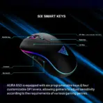 GAMDIAS AURA GS3 RGB Wired Gaming Mouse ; 7-color Breathing RGB ; 6 Programmable Keys ; 3600 DPI Optical Sensor ; Ergonomic Design ; USB-A Wired | BLACK  - Image 3