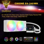 GAMDIAS CHIONE E4 240mm AIO ARGB CPU Liquid Cooler, Real-time Digital Display PWM Pump, Hidden Cable Design, 2X 120MM ARGB PWM Fan w/MB Sync, Intel LGA 1700/1200, AMD AM5/AM4 | White CHIONE-E4-240-W