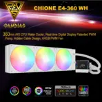 GAMDIAS CHIONE E4 360mm AIO ARGB WHITE CPU Liquid Cooler, Real-time Digital Display PWM Pump, Hidden Cable Design, 3X 120MM ARGB PWM Fan w/MB Sync, Intel LGA 1700/1200, AMD AM5/AM4 | White CHIONE-E4-360-W
