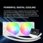 GAMDIAS CHIONE E4 240mm AIO ARGB CPU Liquid Cooler, Real-time Digital Display PWM Pump, Hidden Cable Design, 2X 120MM ARGB PWM Fan w/MB Sync, Intel LGA 1700/1200, AMD AM5/AM4 | White CHIONE-E4-240-W - Image 2