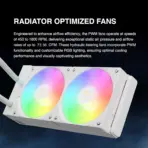 GAMDIAS CHIONE E4 240mm AIO ARGB CPU Liquid Cooler, Real-time Digital Display PWM Pump, Hidden Cable Design, 2X 120MM ARGB PWM Fan w/MB Sync, Intel LGA 1700/1200, AMD AM5/AM4 | White CHIONE-E4-240-W - Image 4