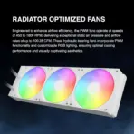 GAMDIAS CHIONE E4 360mm AIO ARGB WHITE CPU Liquid Cooler, Real-time Digital Display PWM Pump, Hidden Cable Design, 3X 120MM ARGB PWM Fan w/MB Sync, Intel LGA 1700/1200, AMD AM5/AM4 | White CHIONE-E4-360-W - Image 6