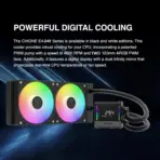 GAMDIAS CHIONE E4 240mm AIO ARGB CPU Liquid Cooler , Real-time Digital Display PWM Pump, Hidden Cable Design, 2X 120MM ARGB PWM Fan w/MB Sync, Intel LGA 1700/1200, AMD AM5/AM4 | BLACK CHIONE-E4-240-B - Image 2