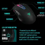 GAMDIAS ZEUS M5 RGB Wired Gaming Mouse ; Adjustable up to 12800 DPI Advanced Gaming Optical Sensor ; Lightweight 99 gram ; 7 Smart Keys ; 10 million Clicks ; Software Support | BLACK  - Image 2