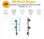 NB M063 Dual Monitor Vertical Desk Mount | 10"-27" | 800mm Height | 360° Rotation | ±90° Swivel | +45°/-45° Tilt | VESA 75/100 | Steel Clamp Mount
