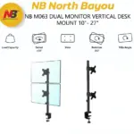 NB M063 Dual Monitor Vertical Desk Mount | 10"-27" | 800mm Height | 360° Rotation | ±90° Swivel | +45°/-45° Tilt | VESA 75/100 | Steel Clamp Mount