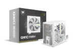 Cougar GEC Snow 750 Gold PSU – High-Efficiency 80Plus 230V EU Power, DC-To-DC Stability, Ultra-Silent 120mm Fan, Single 12V Rail, PCIe 4.0 Support, Full Protections, Non-Modular Compact Design | White
