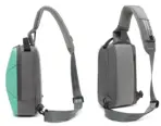 Chest Bag Casual for 7.9 inch iPad , Practical Anti-theft Safety Crossbody Style , USB Port , Water-resistant , Multifunctional Pocket Sling Bag - Heavy Duty - GREEN & GREY - Image 5