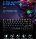 E-YOOSO K630 Wired Mechanical Gaming Keyboard – 87 Keys, Blue Switches, Anti-Ghosting, Ergonomic Design, 12 Multimedia Keys, Windows & Mac Compatible
