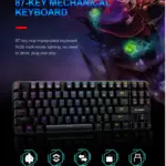 E-YOOSO K630 Wired Mechanical Gaming Keyboard – 87 Keys, Blue Switches, Anti-Ghosting, Ergonomic Design, 12 Multimedia Keys, Windows & Mac Compatible