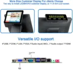 GSAN MOV T3 Retail ALL in One POS Terminal Machine for Business With Wi-Fi, Point of Sale Cash Register with Intel® Core i5 - 5ᵗʰ Gen , 8GB Memory, and 265GB SSD , 15.6″ Touch Screen +  LED8N 11 Digit Customer VFD Display  - 4 USB , VGA , Serial Com , RJ45 Ports – BLACK - Image 5