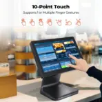 GSAN MOV T3 Retail ALL in One POS Terminal Machine for Business With Wi-Fi, Point of Sale Cash Register with Intel® Core i5 - 5ᵗʰ Gen , 8GB Memory, and 265GB SSD , 15.6″ Touch Screen +  LED8N 11 Digit Customer VFD Display  - 4 USB , VGA , Serial Com , RJ45 Ports – BLACK - Image 7