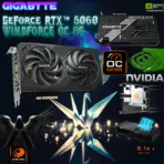 Gigabyte GeForce RTX 5060 WINDFORCE OC 8G GPU With 2512MHz Boost Clock, 3840 CUDA Cores, 8GB GDDR7 128-Bit Memory, Blackwell with DLSS 4 & Reflex 2, PCIe 5.0, Hawk Fans, Ray Tracing, DisplayPort 2.1 | 1 YEAR WARRANTY