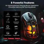 GravaStar Mercury M2 Gaming Mouse -MMO Gaming with 26,000 DPI Optical Sensor -78g Lightweight Hollowed-Out Design -5 Programmable Buttons -5 Dynamic Lightsync RGB Modes -Stealth Black - Image 3