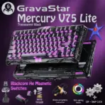 GravaStar Mercury V75 Lite Transparent 75% Keyboard with RGB Blackcore HE Magnetic Switch Keyboard, Wired Low-Latency, 0.01mm Precision, Adjustable Actuation, Rapid Trigger, Hot-Swappable, Windows & macOS ,| Transparent Black