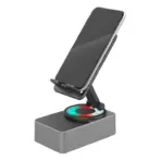 KISONLI M2 3-in-1 Wireless Bluetooth Speaker with 2000mAh Power Bank & 360° Phone Holder – Portable, 3W Audio, USB Charging, ABS Body, Black - Image 2